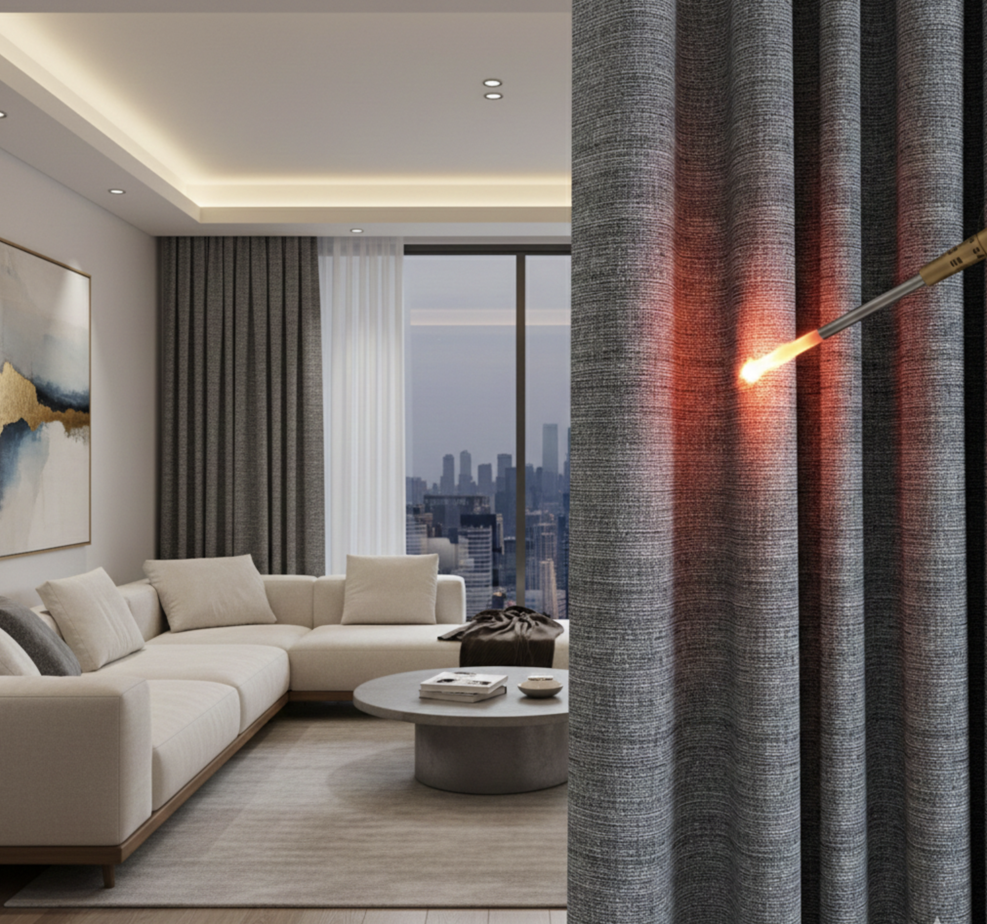 Блэкаут «Негорючий»: безопасность, комфорт и эстетика в каждом сантиметре ткани